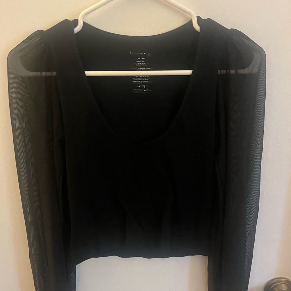 Black Sheer Sleeve Top
